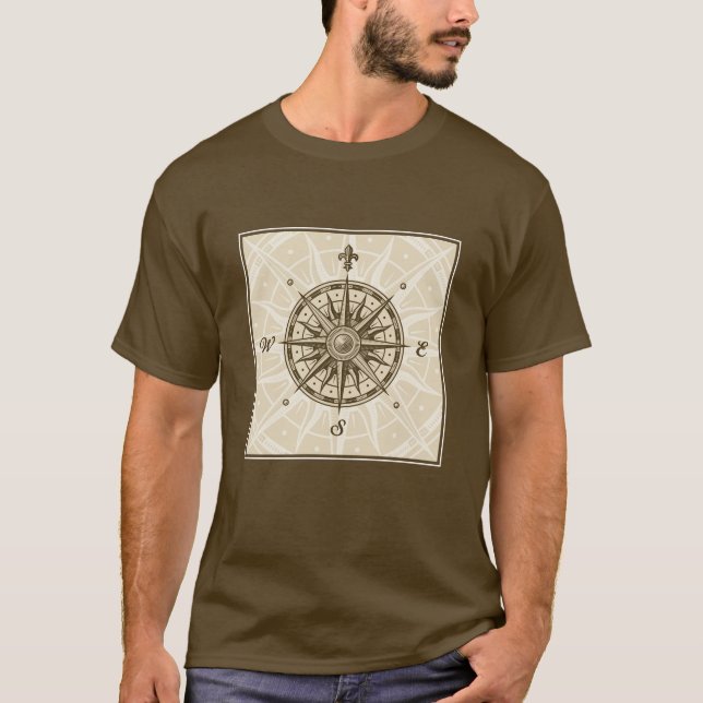Camiseta Rosa de compás del vintage (Anverso)