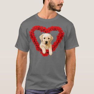 Camiseta Rosa de corazón Amarillo de laboratorio de cachorr