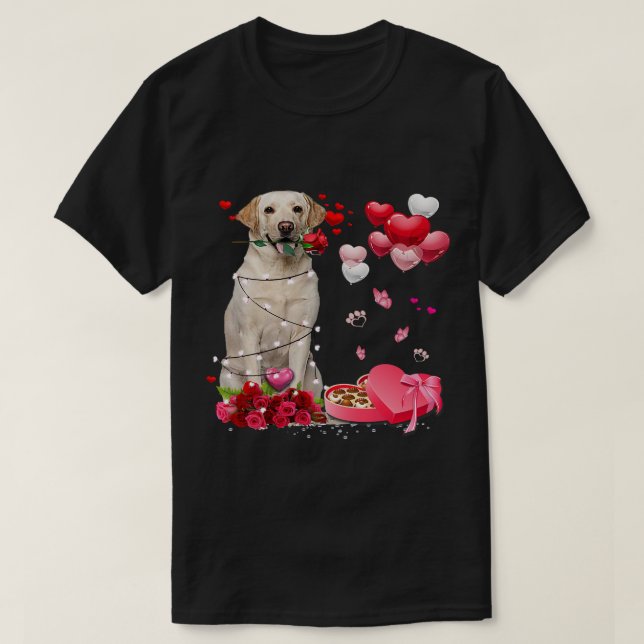 Camiseta Rosa de corazón gracioso de Labrador feliz Día de  (Diseño del anverso)