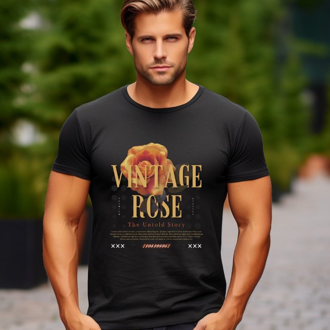 Camiseta Rosa de cosecha inédita de Naranja amarillo negro (Subido por el creador)