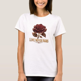 Camiseta Rosa de Cristal Rubí - El Amor Nunca se Desvanece
