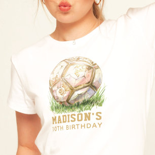 Camiseta Rosa de cumpleaños y oro de lujo de fútbol