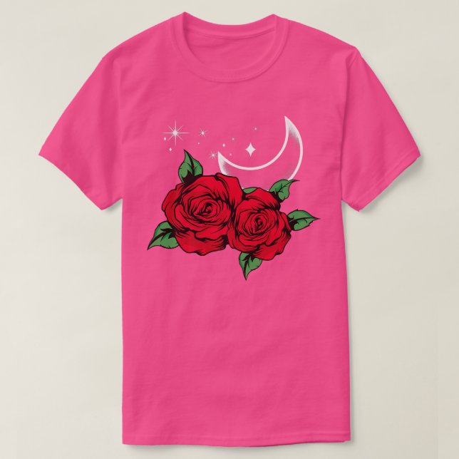 Camiseta Rosa de flores botánicas SkyGardener de la noche d (Diseño del anverso)