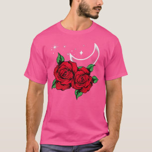 Camiseta Rosa de flores botánicas SkyGardener de la noche d