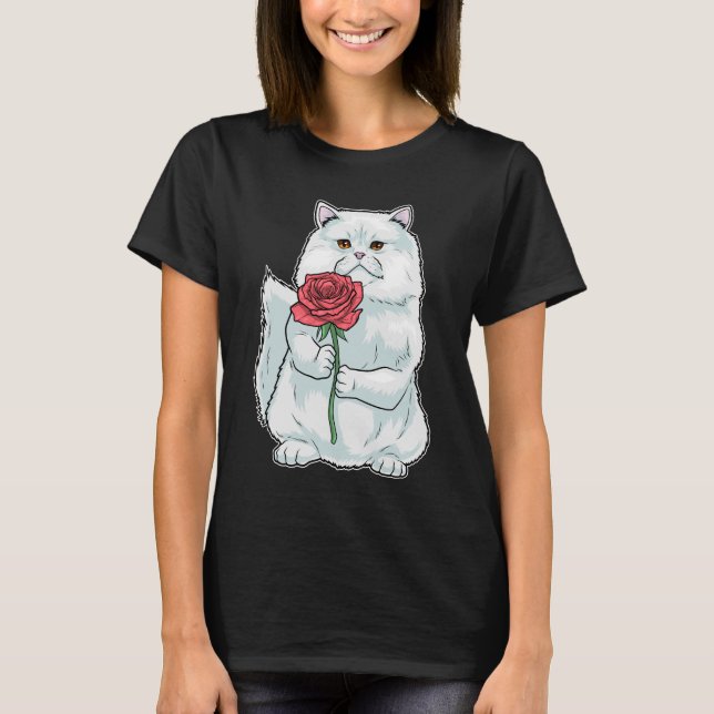 Camiseta Rosa de gato persa Flor (Anverso)