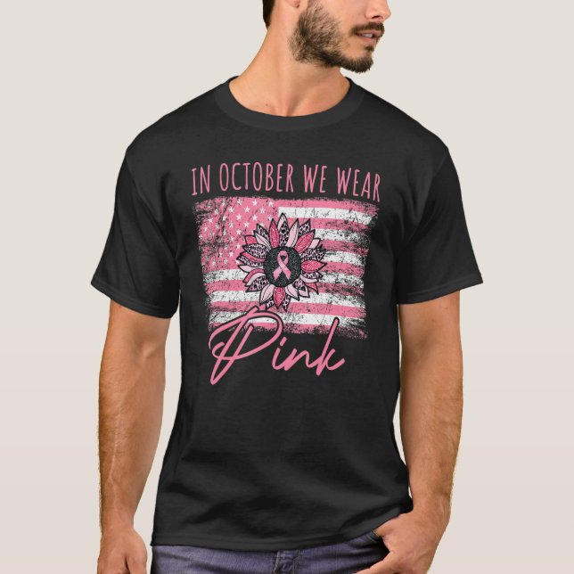 Camiseta Rosa De Girasol En Octubre Usamos Mujeres Guerrera (Anverso)