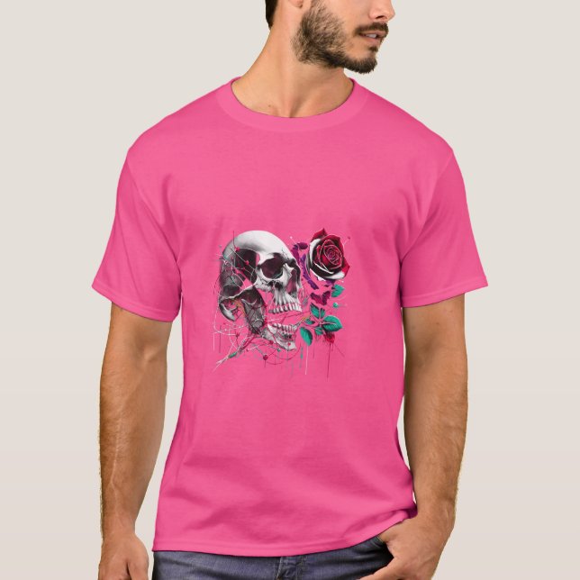 Camiseta Rosa de graffiti Skull - Edgy Vector Art (Anverso)