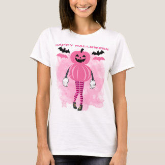 Camiseta rosa de Halloween jack-o-lantern