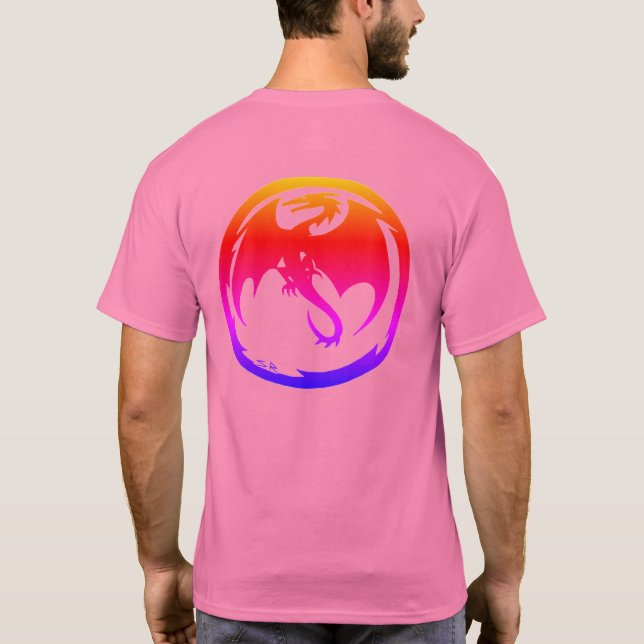Camiseta rosa de hombre Neon Dragon parte trasera (Reverso)