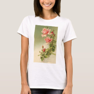 Camiseta Rosa de jardín victoriana rosa vintage del día de