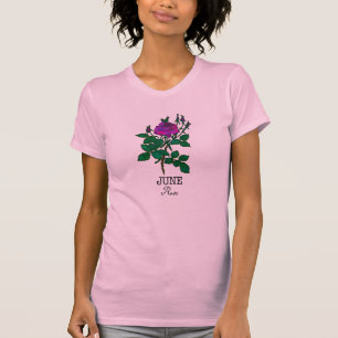 Camiseta Rosa de junio de la flor del mes del nacimiento