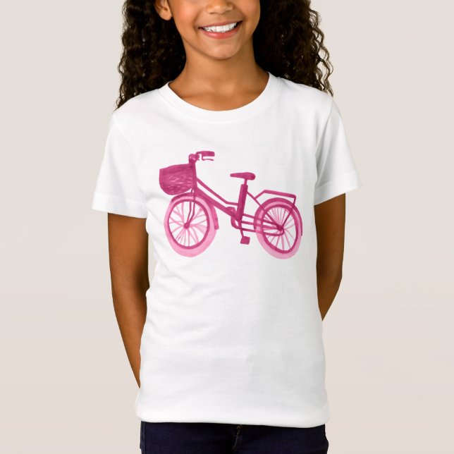 Camiseta Rosa de la bici de la acuarela (Anverso)