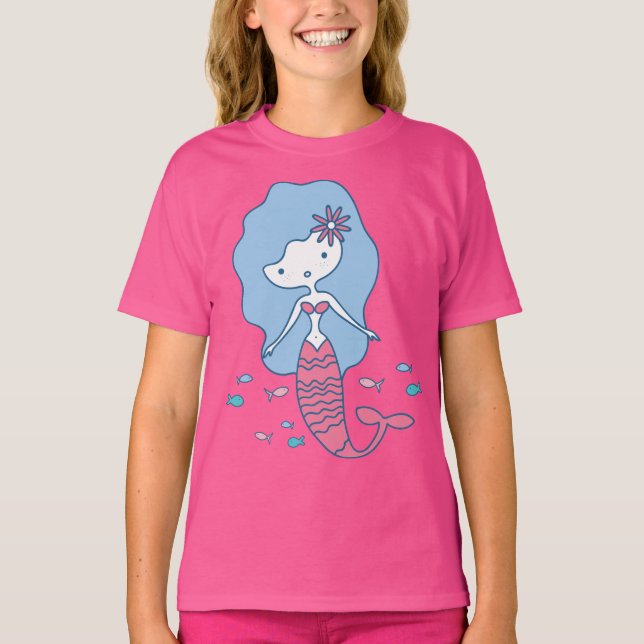 Camiseta rosa de la sirena Chica (Anverso)