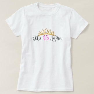 Camiseta Rosa de la tiara del oro del Mis 15 Anos