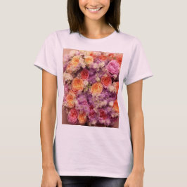 Camiseta rosa de las mujeres con flores Bouquet