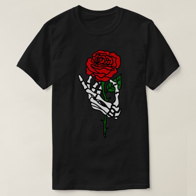 Camiseta Rosa de mano de esqueleto, Camisetas de t (Diseño del anverso)