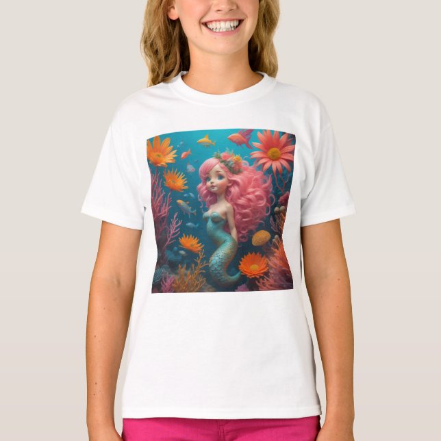 camiseta rosa de mermaid Cute (Anverso)