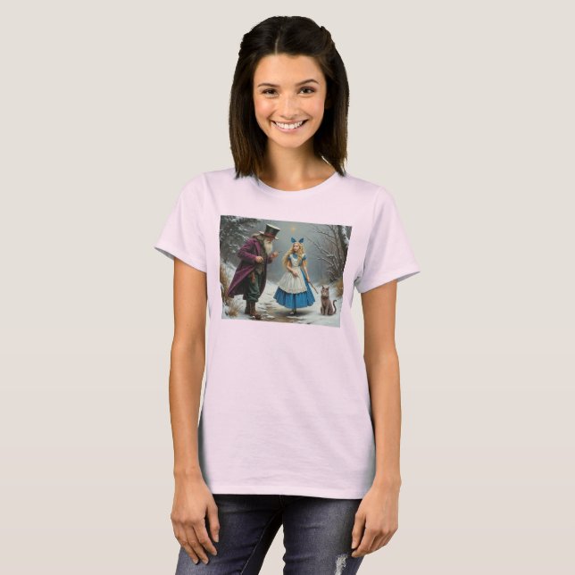 Camiseta rosa de mujer Winter Alice (Anverso completo)
