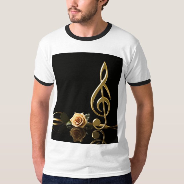 Camiseta Rosa de notas musicales (Anverso)