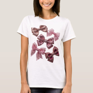 Camiseta ROSA DE ORO MODERNA PLATA Y LAZOS ROSADOS Imprimir