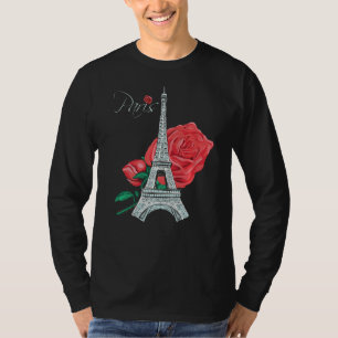 Camiseta Rosa de París Torre Eiffel Rosas Francia Amo Franc
