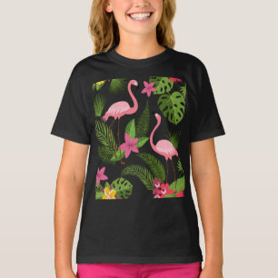 Camiseta rosa de pavo real con flores estampadas