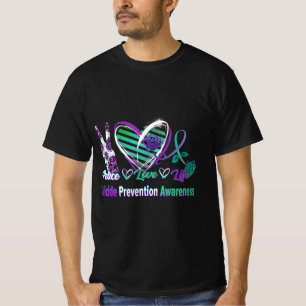 Camiseta Rosa de Paz de Heart Ribbon Ama Suicidio de Salud 