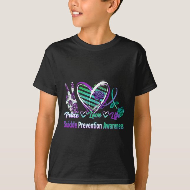 Camiseta Rosa de Paz de Heart Ribbon Ama Suicidio de Salud  (Anverso)