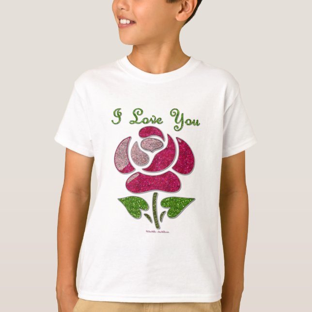Camiseta Rosa de plantilla rosa te amo (Anverso)