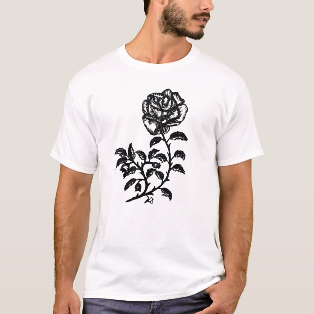Camiseta Rosa de pluma y tinta (Anverso)