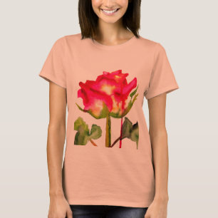 Camiseta Rosa de té híbrido acuarela arte floral moderno