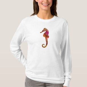 Camiseta Rosa del caballo de mar de la silueta de la