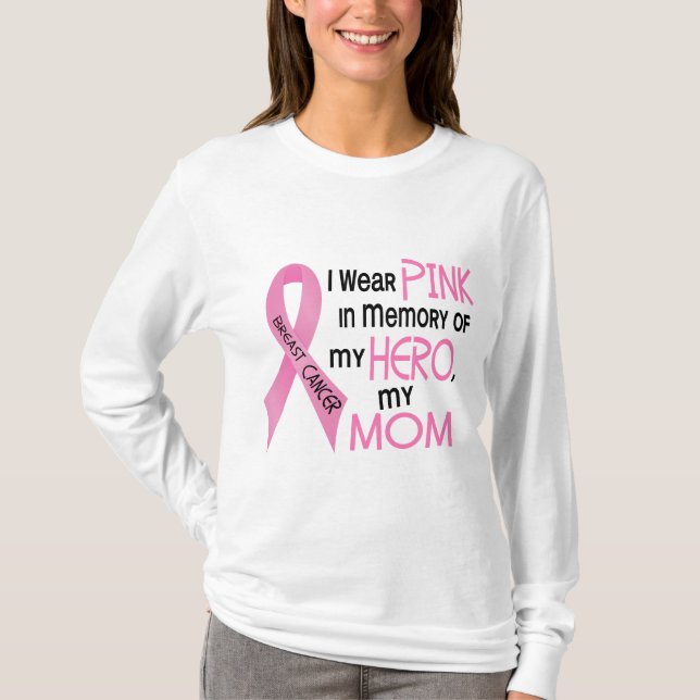 Camiseta ROSA del cáncer de pecho EN MEMORIA de MI MAMÁ 1 (Anverso)