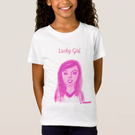 Camiseta rosa del Chica afortunado bonito