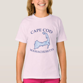 Camiseta Rosa del Chica del Cabo de la franja azul preppy