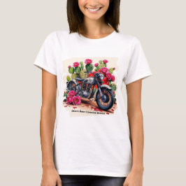 Camiseta Rosa del desierto y motocicleta vintage con sueños