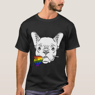 Camiseta Rosa del Orgullo Gay bulldog Lgbt-q Rainbow French