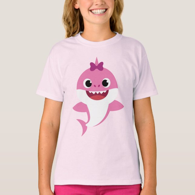 Camiseta rosa del tiburón hermana (Anverso)