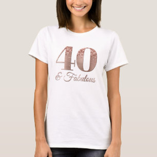 Camiseta Rosa Dorado Brillante con Holografía 40 y Fabuloso