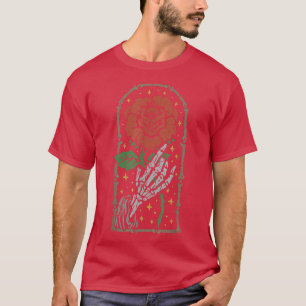 Camiseta Rosa Estético Mano De Esqueleto Blanco Con Una R R