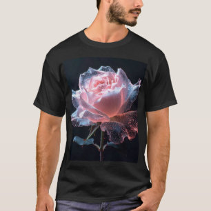 Camiseta Rosa Etérea con Pétalos Brillantes y Luz Chispeant