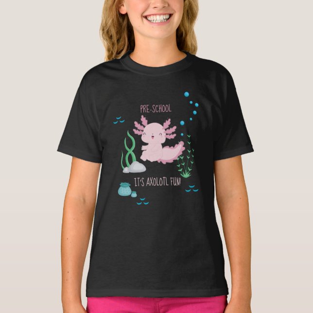 Camiseta Rosa Feliz Axolotl cualquier grado de vuelta a la  (Anverso)