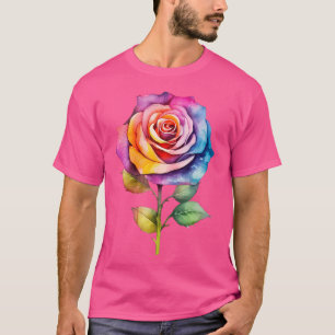 Camiseta Rosa Flor Acuarela Jardinería Flores