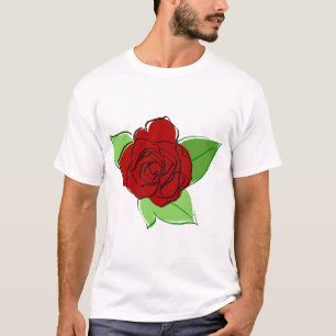 Camiseta Rosa Flor Rosa Roja Flora Verde Leaf Naturaleza Am