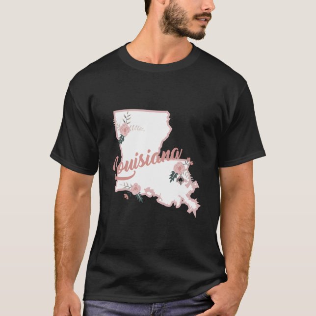 Camiseta Rosa floral estatal Cute Louisiana (Anverso)