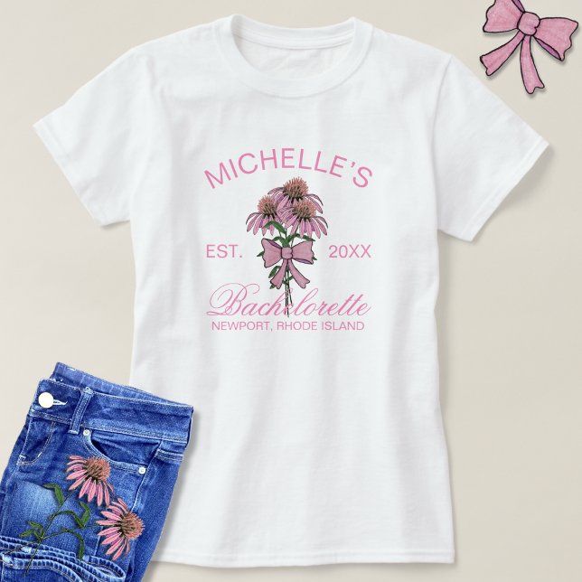 Camiseta Rosa floral moderno de la fiesta de Bach despedida (Subido por el creador)