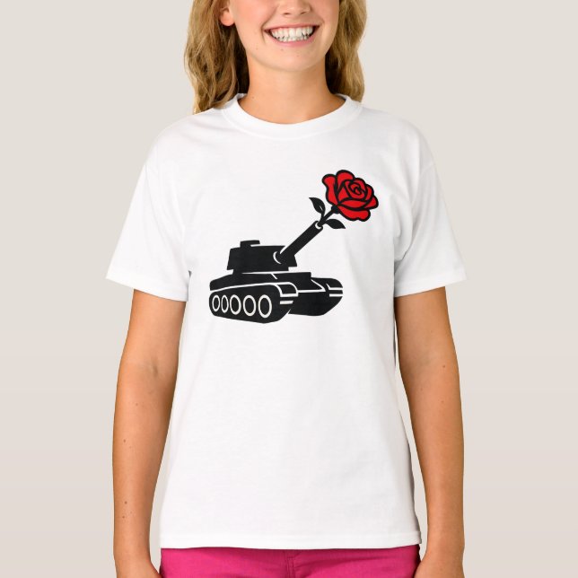 Camiseta Rosa floral tanque antiguerra pacifista (Anverso)