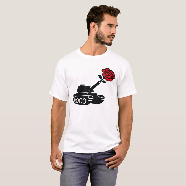 Camiseta Rosa floral tanque antiguerra pacifista (Anverso completo)