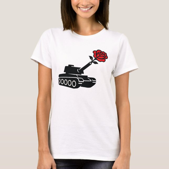 Camiseta Rosa floral tanque antiguerra pacifista (Anverso)