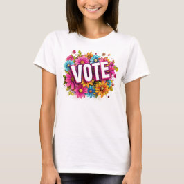 Camiseta rosa floral VOTE